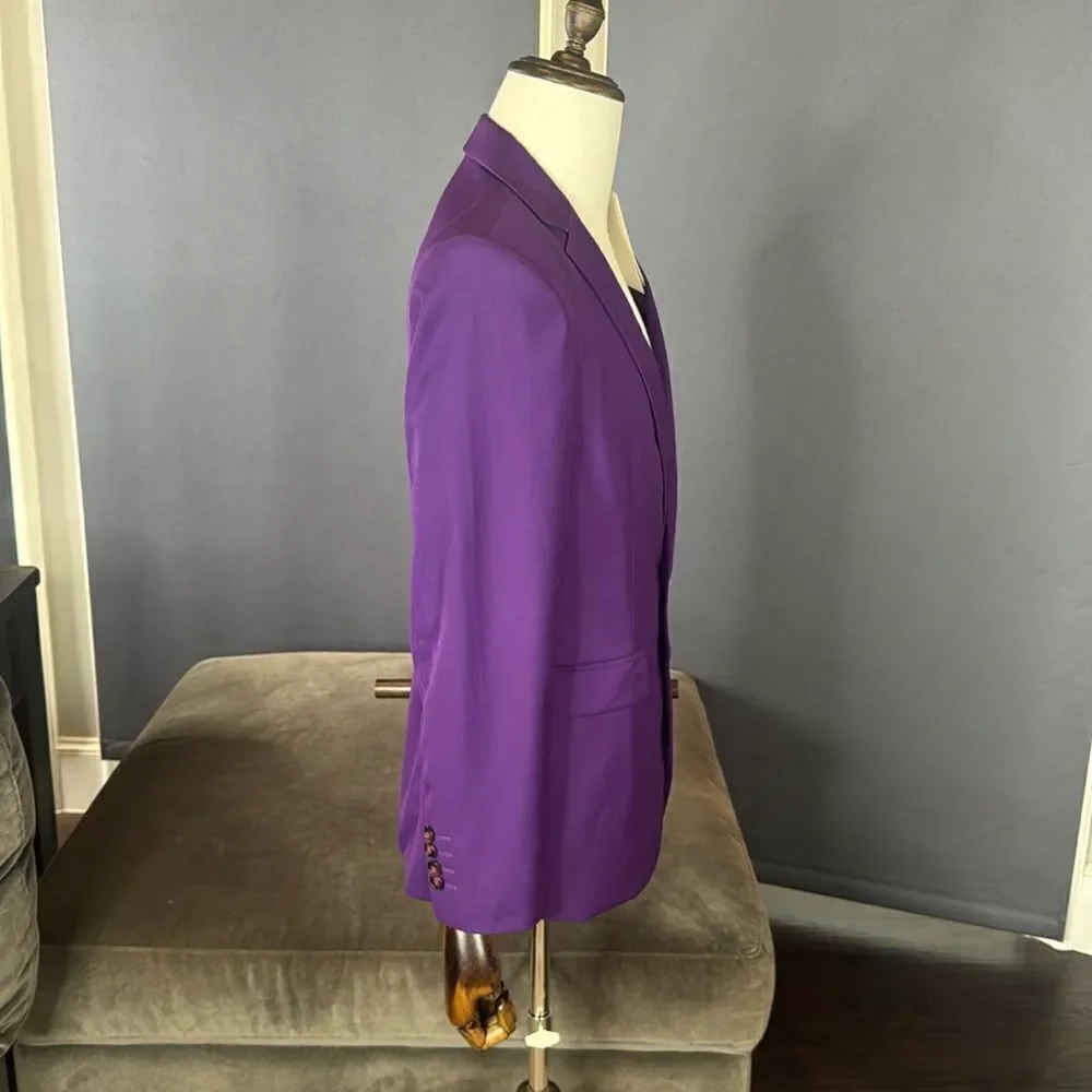 Men’s Mogu Purple Suit Jacket Blazer One Button Notched Lapel Size 36 NWT